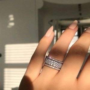 18k white Gold plated Wide Love Rings